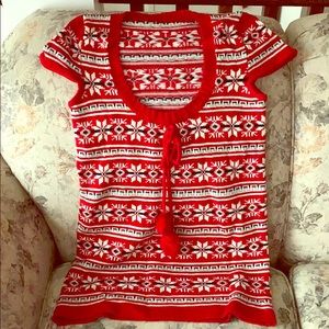 Red knit snowflake dress! Winter favorite!